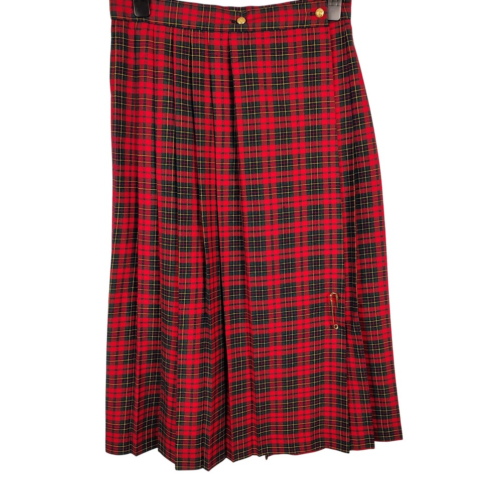 Michele Womens SZ 16 Pleated Plaid Kilt Skirt Red Tartan Dark Academia Preppy